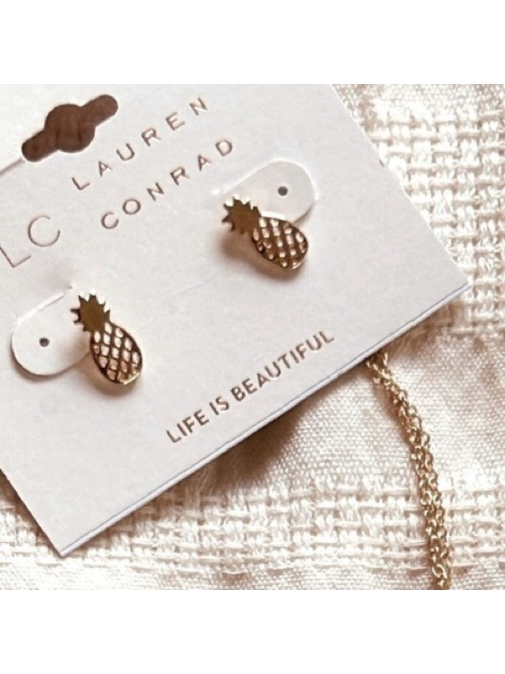 NEW! Pineapple Pierced Gold Earrings Stud